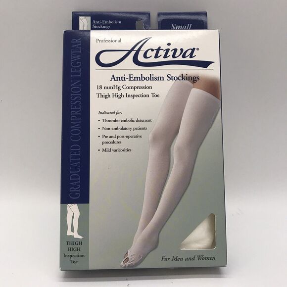 Activa Anti Embolism 18 mmHg Compression Sm. Thigh High Inspection Toe Stockings - Picture 1 of 7
